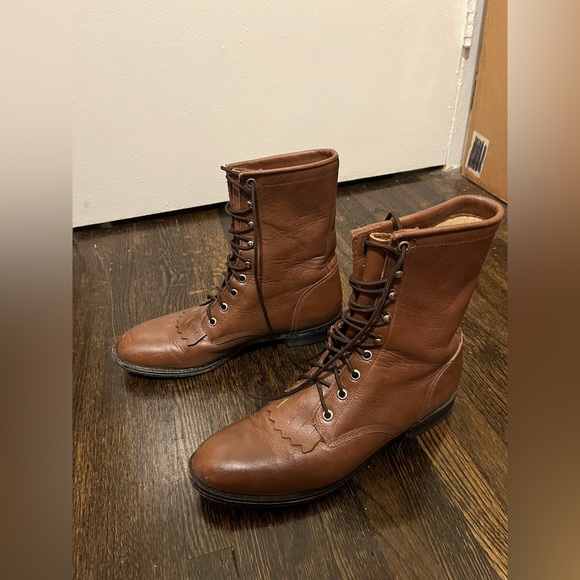 Vintage Justin’s leather lace-up boots size 8 women - Picture 2 of 11